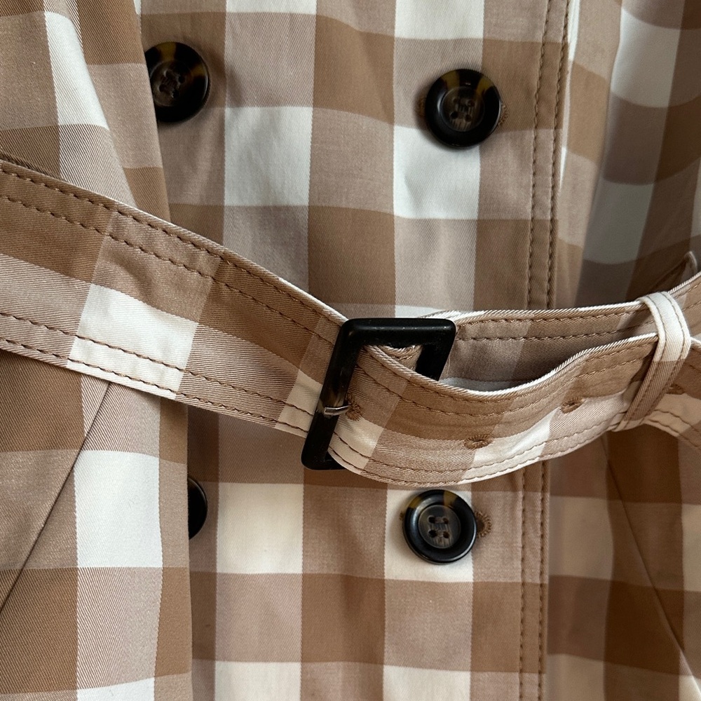 Ann Taylor Tan and White Checkered Trench Coat - Picture 6 of 12